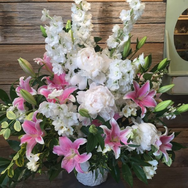 Large Sympathy Flowers Pink Lilies