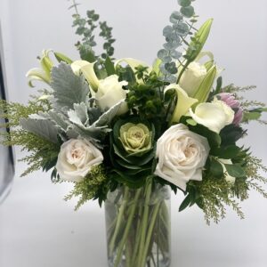 White and Green Elegance Vase Arrangement